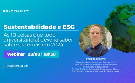 Webinar Symplicity | As 10 coisas que todo universitário/a deveria saber sobre sustentabilidade e ESG em 2024 Ver Vídeo: Webinar Symplicity | As 10 coisas que todo universitário/a deveria saber sobre sustentabilidade e ESG em 2024