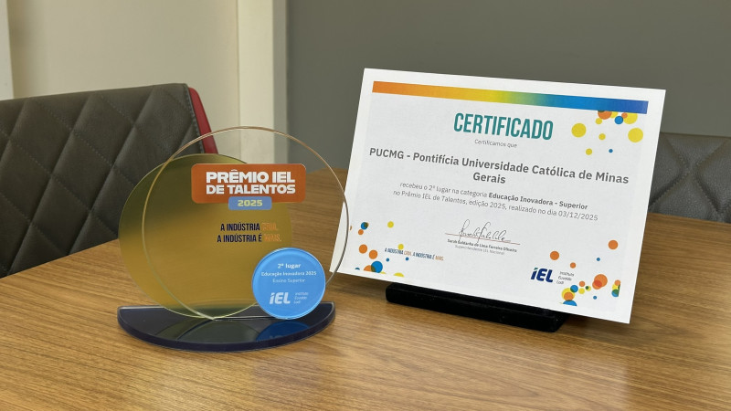 Troféu e certificado de 2º lugar na etapa nacional do Prêmio IEL de Talentos 2025